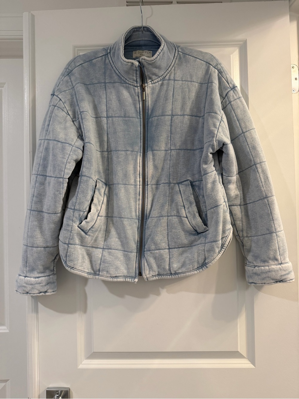 Z Supply Light Blue Quilted Zip-Up Jacket